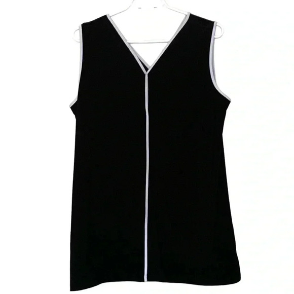 Anne Klein light weight black tunic with white trim - Picture 1 of 5